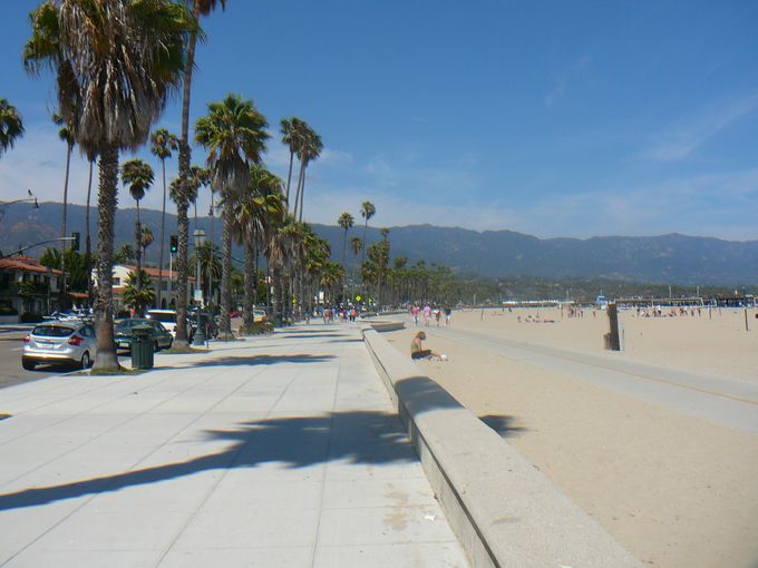 Les plages sont bordées de palmiers, de grands trottoirs et de pistes cyclables. 